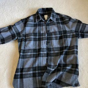 Awesome H&M Coat/Shacket  Looks New!  XL  Black Gray Plaid